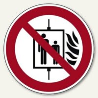Hinweisschild Aufzug im Brandfall nicht benutzen