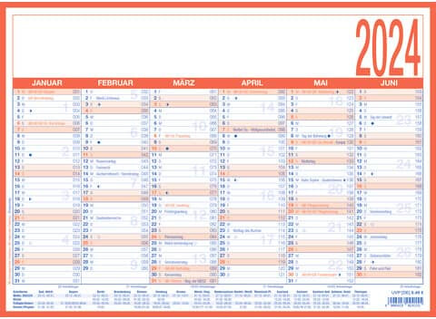 Zettler Tafelkalender - DIN A4, 1 Seite/6 Monate, 908