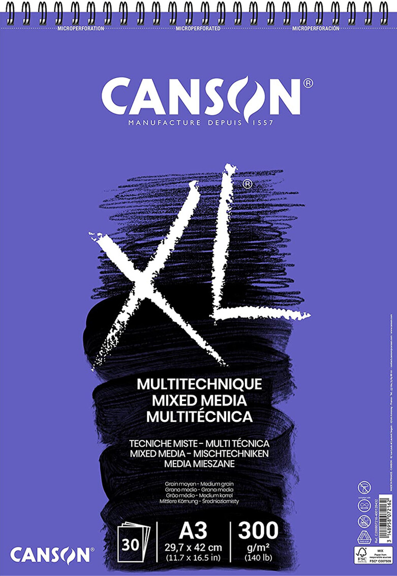Canson Zeichenblock XL Mix Media Gouache, A3, 807216