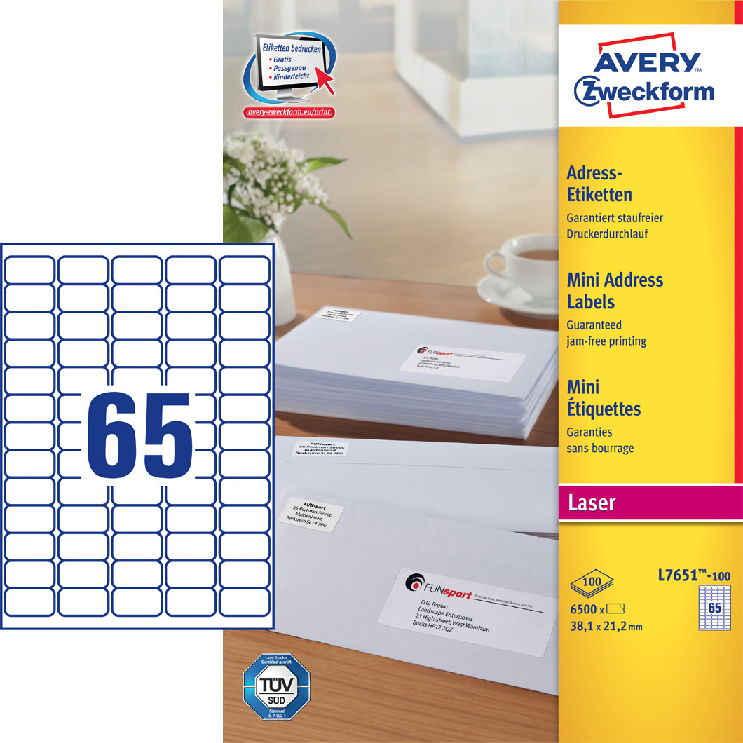 Avery Zweckform Adress-Etiketten "Absender-Etikett" 38.1 x 21.2 mm,  L7651-100