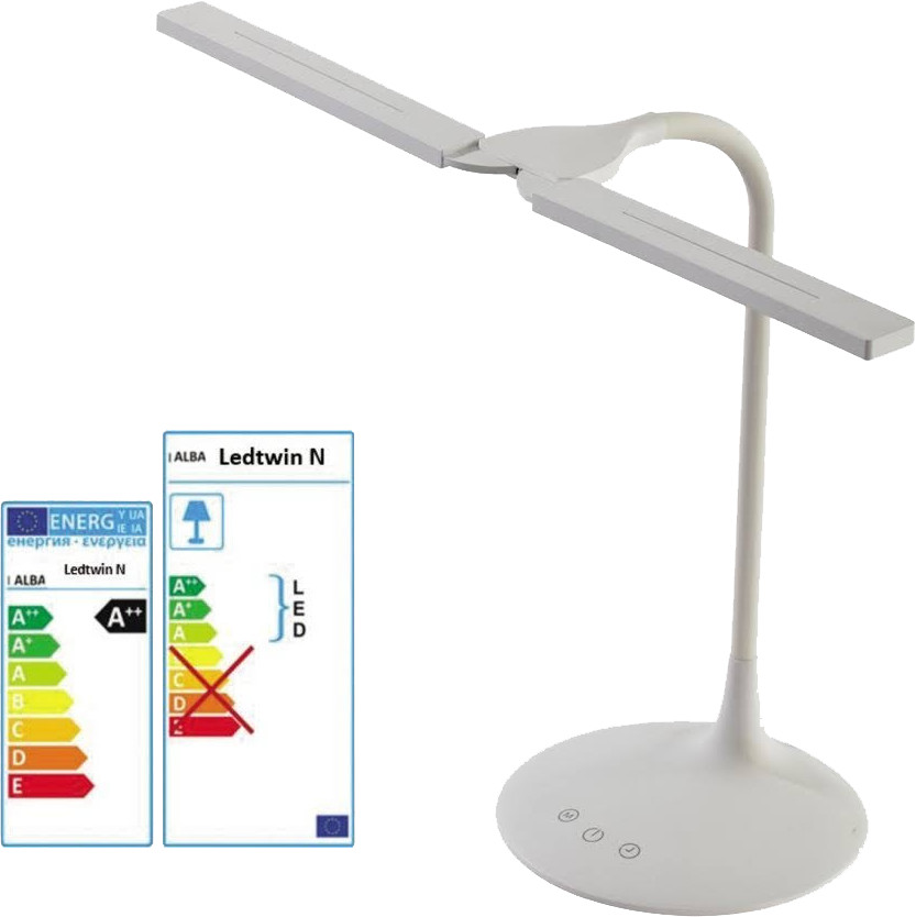 Alba LED-Tischleuchte "LEDTWIN", 6 W, 2 Lampenköpfe, kabellos/Akku, weiß,  LEDTWIN BC