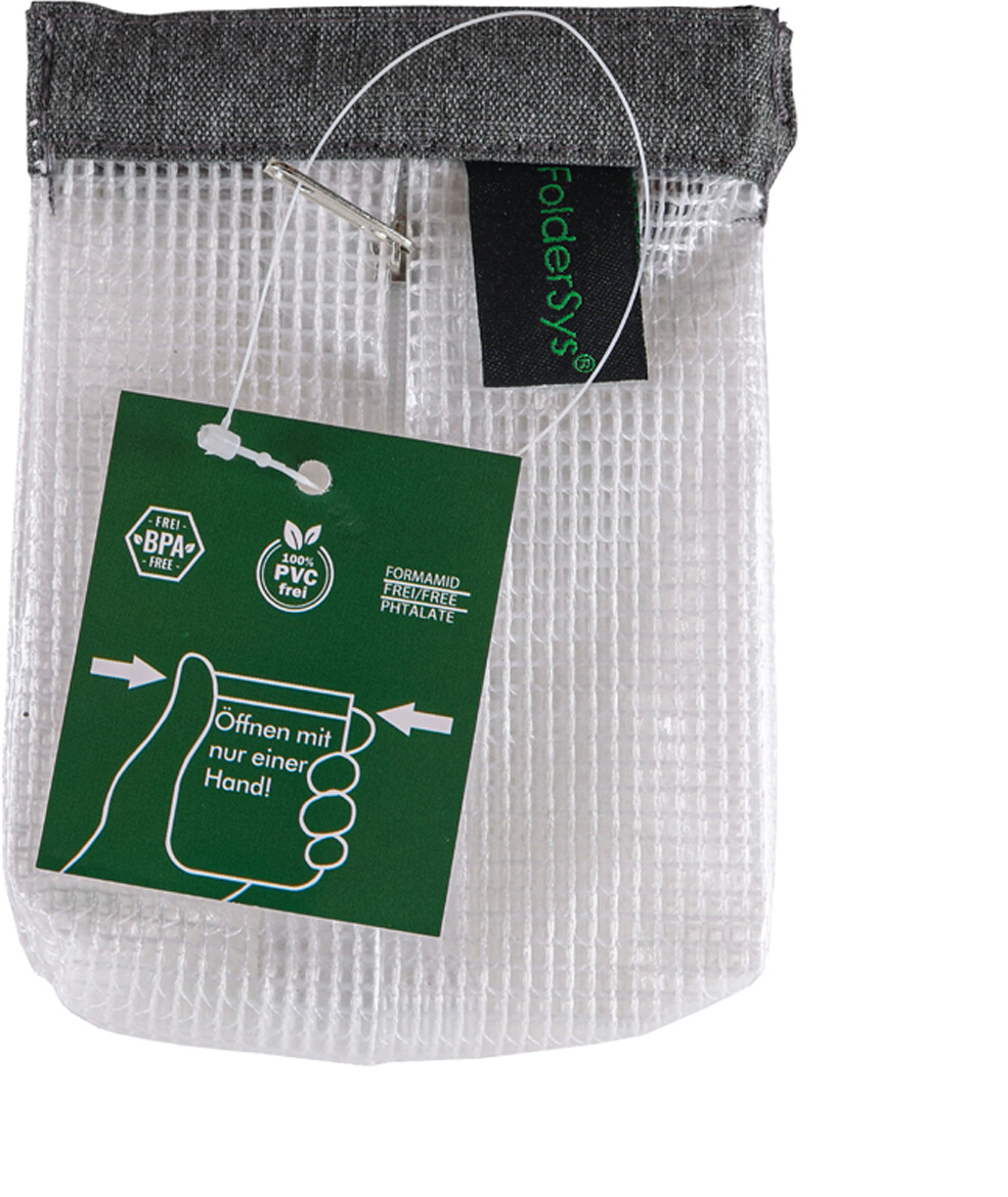 FolderSys Taschen DIN A7 mit Schnappverschluss & Reißverschlussfach, Folie  PVC-frei, transparent/grau, 40622-37