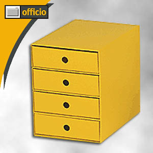 NIPS NIPS Schubladenbox DIN A4/DIN B4, Wellkarton, 4 Schübe, gelb  112120108, 2489-112120108, - Büroartikel bei officio.de