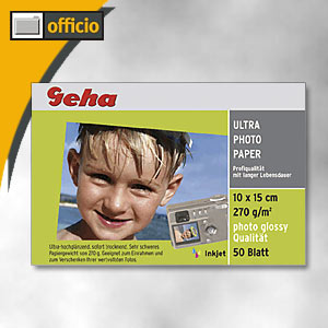 Geha Ultra Photo Paper, 10x15 cm, 270 g/m², weiß, glossy, 50 Bl., 00092802,  - Büromaterial bei officio.de
