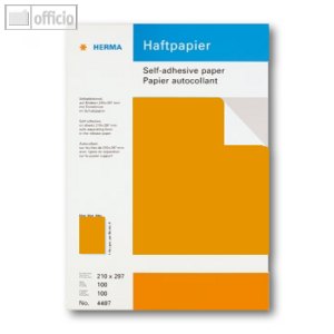 Herma Herma Haftpapier, DIN A4, leuchtorange, 100 Bl., 4487, 4487, -  Bürobedarf bei officio.de