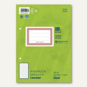 Format-X Ringbuch-Block DIN A5, kariert, 2-fach gelocht, 100 Blatt, 044370  20, - Bürobedarf bei officio.de
