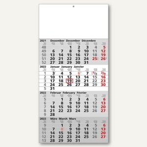 officio 4-Monatswandkalender - 30 x 60 cm, grau/weiß, 5112