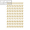 Herma Zahlen 8 mm, 0-9, wetterfest, Folie transparent, gold, 10 x 2 Blatt, 4151