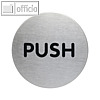 Durable Edelstahl-Piktogramm "PUSH", Ø 65 mm, 2 Stück, 4900-65
