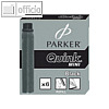 Parker Tintenpatronen Quink Mini schwarz, 6 Stück, S0767220