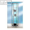 Säulenvitrine Link - 186 x 40 x 40 cm, 4 Böden, Glas/Alu, silber, LINK V4410-S