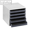 Schubladenbox mit 5 offenen Schüben, DIN A4, 285x357x26 cm, PS, grau/dunkelgrau