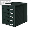 HAN Schubladenbox SYSTEMBOX, DIN C4, 5 geschlossene Schübe, schwarz, 1450-13