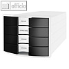 HAN Schubladenbox IMPULS 2.0, DIN A4-C4, 4 Schübe, PS, weiß / schwarz, 1012-32
