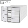 HAN Schubladenbox IMPULS 2.0, DIN A4-C4, 4 Schübe, PS, weiß, 1012-12