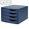 Schubladenbox Re-Solution, DIN A4, 4 Laden H 216 x B 300 x T375 mm, PS, blau
