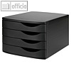 Schubladenbox Re-Solution, DIN A4, 4 Laden H 216 x B 300 x T375 mm, PS, schwarz