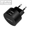 LogiLink USB-Adapterstecker für Fast Charging, 2x USB, PA0218