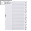 Kunststoff-Register DIN A4, A-Z, Schilder bedruckbar, 20-tlg., PP, grau, 640110